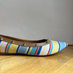 Regatta Blue Strip Studded Flats - Size 9